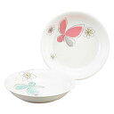 ☆ハナエモリ ペタル ペアパスタカレー皿セット 径21.5×4cm 優雅な蝶デザイン 電子レンジOK K50205828