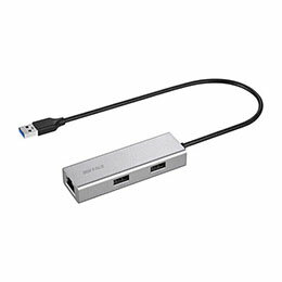 ☆BUFFALO Giga対応 USBハブ付き LANアダプター USB Type-A接続 シルバー LUD-U3-AU101SV