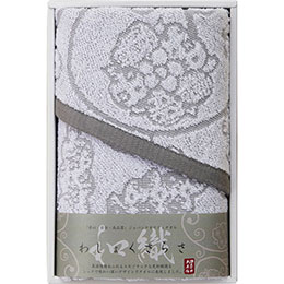 ☆今治タオル わしょくさらさ フェイスタオル グレー 32×73cm B1036656