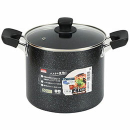 ☆パール金属 ママディナーアルファ マーブルダイヤモンド IH対応ガラス蓋付寸胴鍋21cm HB-5895