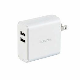 ☆エレコム スマートフォン・タブレット用AC充電器 4.8A出力 USB-Aメス2ポート おまかせ充電搭載 ホワイト EC-AC03WH