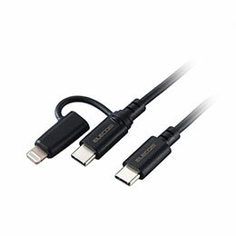 ☆エレコム 2in1 USBケーブル Type-C+Lightning USB Power Delivery対応 1.5m ブラック MPA-CCLAD15BK
