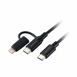 ☆エレコム 2in1 USBケーブル Type-C+Lightning USB Power Delivery対応 2.0m ブラック MPA-CCLAD20BK