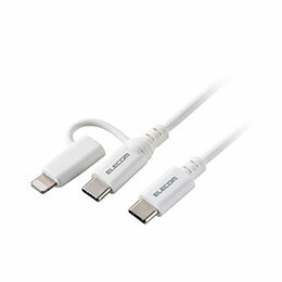 ☆エレコム 2in1 USBケーブル Type-C+Lightning USB Power Delivery対応 2.0m ホワイト MPA-CCLAD20WH