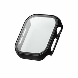 ☆エレコム フルカバーケース Apple Watch Series 10 (42mm) プレミアムガラス ゴリラ 高透明 ブラック AW-24BFCGOBK