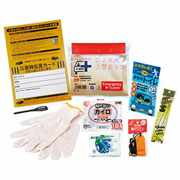 ☆車載用防災ポーチ8点セット (防水ケース、ホイッスル・軍手・発光スティック・カイロ・携帯用トイレ・簡易鉛筆・災害時伝言カード ほか) 22545802