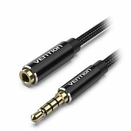 ☆VENTION コットン編み TRRS 3.5mm Male to 3.5mm Female オーディオ延長ケーブル アルミニウム合金 3m ブラック BH-4612