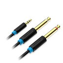 ☆VENTION 3.5mm Male to 2*6.5mm Male オーディオケーブル 1m ブラック BA-5411