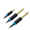 ☆VENTION 3.5mm Male to 2*6.5mm Male オーディオケーブル 5m ブラック BA-5459