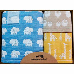 ☆エレファントインファント フラッフィーガーゼ タオルセット バスタオル(70×120cm)・フェイスタオル・ウォッシュタオル×各1 C6082548