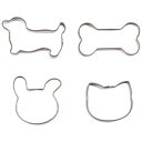 ☆【5セット】 パール金属 ラフィネ ステンレス製クッキー抜き型4個セット ドック・ボーン・うさぎ・ねこ D-6151X5