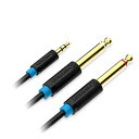 ☆【5本セット】 VENTION 3.5mm Male to 2*6.5mm Male オーディオケーブル 0.5m ブラック BA-5404X5