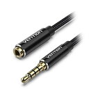 ☆【5本セット】 VENTION コットン編み TRRS 3.5mm Male to 3.5mm Female オーディオ延長ケーブル 1.5m ブラック BH-4599X5(2)