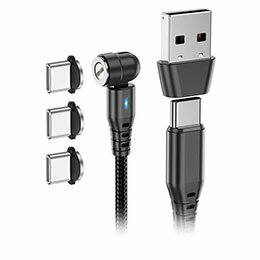 ☆【3本セット】 スペックイン 超強力マグネット充電ケーブル 1m マグネットアダプタ3個付属 ブラック SPUSLION-BK-1MX3