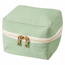 ☆【5個セット】 キャンバススクエアファスナーポーチ Sサイズ ぬいぐるみを持ち運ぶのにぴったり・持ち手付き オリーブ 22550215X5