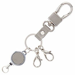 ☆レイメイ藤井 グロワール リール付キーホルダー ベルトループなどにも着脱しやすい大きめカラビナが付いたキーホルダー グレー GLK1170N