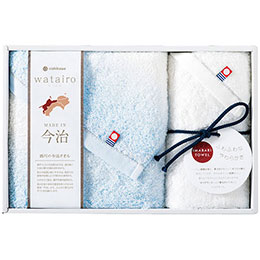 ☆わたいろ nishikawa今治タオル フェイスタオル&ウォッシュタオル ブルー フェイスタオル、ウォッシュ..