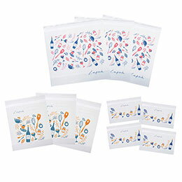 ☆レポア ジッパーバッグ10枚セット 北欧テイストでおしゃれな柄 大3枚・中3枚・小4枚 SP-36084