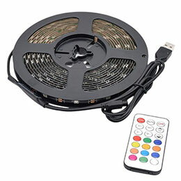 ☆日本トラストテクノロジー USBテープLED 5m 流れる光のイルミネーション RGB リモコン付き TPLED5M-RGBB-R