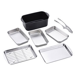 ☆ミニミニ天ぷら角型8点セット バット3枚+トレー2枚+アミ+ステンレストング付 MTS-SB5T