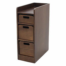 ☆オスマック 天然木桐材の軽量トレイワゴン幅20cm 3段 ブラウン TRW-204056BR