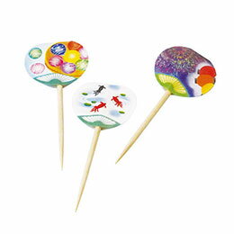 ☆ヤマコー 用美 業務用 飾り楊枝 うちわ(50本入) yamaco64500