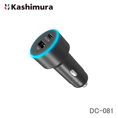 カシムラ 車載用USB電源 PD規格対応 2ポート（TYPE-A/TYPE-C）合計最大出力85W DC081
