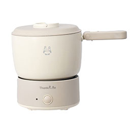 ☆サンコー ThankPan 楽々収納電気鍋 コロン コンパクトに収納できる 1食に丁度いいサイズ ワンタッチで調理開始 グレージュ KGDR25HJU