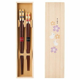 ☆若狭塗 吉兆桐箱入 夫婦箸 楽うさぎ 【箸(大)(約230mm)・箸(小)(約205mm)×各1】 22609907