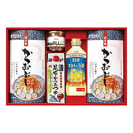 ☆マルトモ かつお節・調味料ギフト 【直火焼ソフトパック・昆布かつおつゆ・日清キャノーラ油 ほか】 1252-022