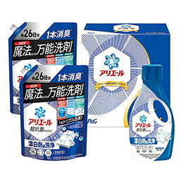 アリエール液体洗剤セット「洗濯科学のアリエール」目に見えない汚れ・ニオイまで真っ白に洗い上げるアリエール液体洗剤の詰合せセットですメーカー品番 : PGLA-30F 仕様(サイズ・素材・内容物など) : アリエールジェル1本・アリエールジェル超特大サイズ(詰替用)2個 生産国 : 日本 箱サイズ : 26.6×28.2×14.3cm 重量 : 2500g