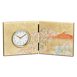 ☆加賀箔 屏風時計 華富士 存在感のある?風時計 単3乾電池1本付(お試し用) C7082014