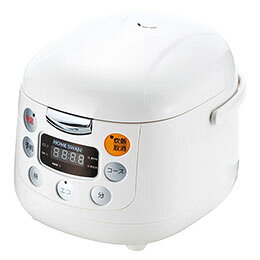 HOME SWAN マイコン式炊飯ジャー(3.5合)3.5合炊きのマイコン式炊飯ジャー。 1〜4人にちょうど良いサイズ。 ●内なべはフッ素樹脂塗装でお手入れ簡単 ●内ぶた・内なべは着脱式で丸洗いOK ●予約炊飯機能付メーカー品番 : SRC-35 内容物 : 本体(約270×220×205mm)・計量カップ・しゃもじ×各1 素材 : アルミ板(フッ素樹脂塗装)・PP 電源 : AC100V-400W 生産国 : 中国 パッケージ形態 : 化粧箱 箱サイズ : 約250×310×250mm 箱入重量 : 約2.7kg