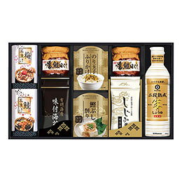 乐天商城 - ☆キッコーマン二段熟成生しょうゆ&食卓詰合せ 【有明海産味付海苔・しじみ醤油味付海苔・ニッスイ焼鮭ほぐし・梅茶漬け・鮭茶漬け ほか】 9112-074