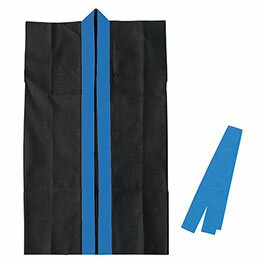 Happi Coat - ☆【5着セット】 ARTEC カラー不織布ロングハッピ(ハチマキ付) 黒(青襟) M 袖がなくて動きやすい丈の長いロングハッピ ATC19070X5
