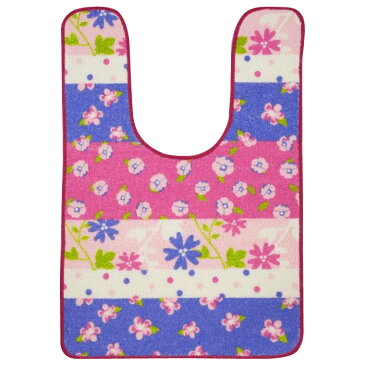 ●【送料無料】サイドロングトイレマット フラワードット 90×60cm JA404「他の商品と同梱不可/北海道、沖縄、離島別途送料」