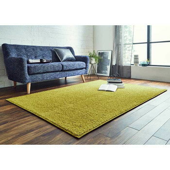 ●【送料無料】日本製 防炎 カーペット 無地 シャギー約2.4畳 約150×250cm オリーブ 4728839「他の商品と同梱不可/北海道、沖縄、離島別途送料」