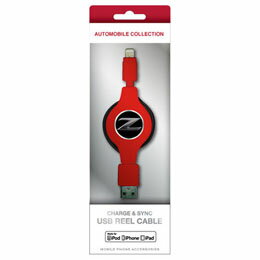 ☆NISSAN 公式ライセンス品 FAIRLADY Z CHARGE & SYNC USB REEL CABLE FOR IPHONE RED NZMUJ-R1RD