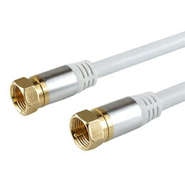 ☆HORIC アンテナケーブル 1.5m ホワイト アルミヘッド 両側ネジ式コネクタ AC15-366WH
