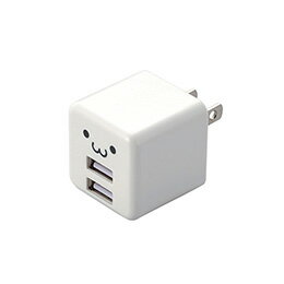 ☆エレコム AC充電器/スマホ・タブレット用/2.4A出力/USB-Aメス2ポート/おまかせ充電搭載/キューブ型/ホワイトフェイス MPA-ACU11WF