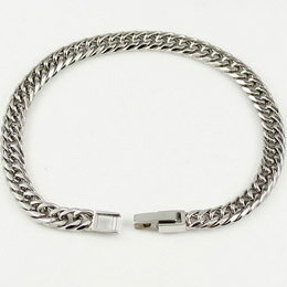 ☆CrazyAngel 6面ダブル 喜平 チェーン ブレスレット 金属アレルギー対応 ステンレス316L 20cm CA-982