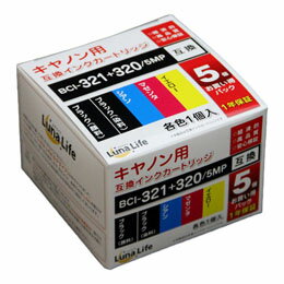 CANON - ☆ワールドビジネスサプライ Luna Life キヤノン用 互換インクカートリッジ BCI-321+320/5MP 5本セット