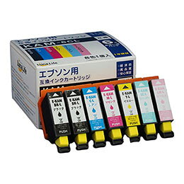 ☆ワールドビジネスサプライ Luna Life エプソン用 互換インクカートリッジ KAM-6CL ブラック1本おまけ付き7本セット LNEPKAM/6PBK+1