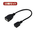 ☆変換名人 10個セット USBケーブル20 A(メス) to mini(メス) USBAB/M5B20X10