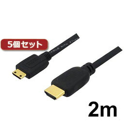 ☆5個セット 3Aカンパニー ミニHDMIケーブル 2m 4K/3D対応 HDMI-miniHDMI変換ケーブル AVC-HDMI20MN バルク AVC-HDMI20MNX5