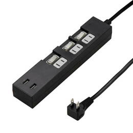 ☆5個セット YAZAWA 個別スイッチ付3AC2USB3.4A2mブラック Y02KS532BK2UX5