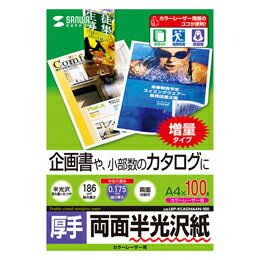 ☆サンワサプライ カラーレーザー用半光沢紙・厚手 LBP-KCAGNA4N-100