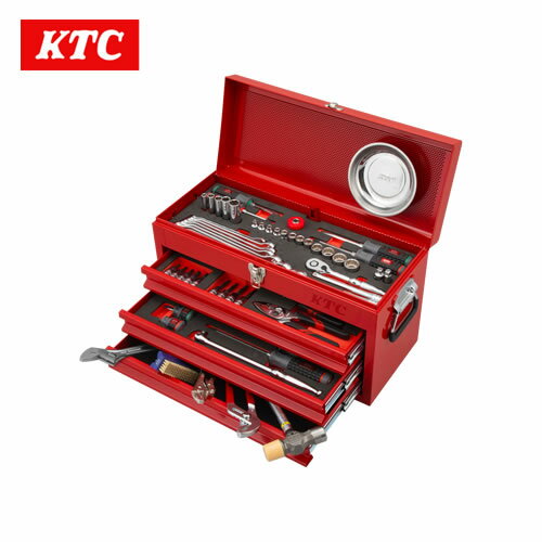 KTC 2026SKセール限定品 9.5sq.スタンダードセット[80点]（3段3引出し）レッド　SK38026XR