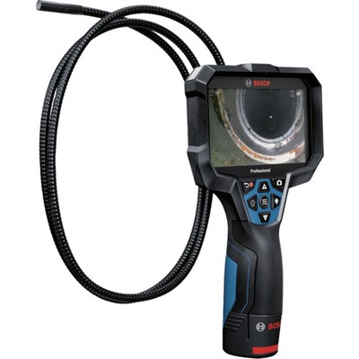 ボッシュ 10.8V工業用内視鏡カメラ+バッテリー充電器セット GIC5-27CSETメーカー：ボッシュ(株)【特長】●高解像度1280×720 ピクセルの5インチ大型ディスプレイです。●実際の垂直方向がディスプレイ内でも表示されるAutoUp機能付きです。●内蔵メモリ、MicroSDカードに静止画と動画を保存できます。●カメラケーブルIP67、オイル耐性があります。●本体IP54採用、さらにラバーハウジングが耐久性を高めます。●5段階照度調整可能なLEDライトです。●プロ用10.8Vリチウムイオンバッテリーまたは単3アルカリ乾電池両方で使用できます。【用途】●狭小部の確認、検査に。【仕様】●ケーブル長(m):1.5●カメラヘッド径(mm):8.3●モニターサイズ(インチ):5●幅(mm):140●奥行(mm):66●高さ(mm):242●カメラ解像度:1280×720ピクセル●電源(V):単3アルカリ乾電池×4本またはボッシュ純正プロ用10.8Vリチウムイオンバッテリー●電圧(V):DC10.8V(ボッシュプロ用充電式専用バッテリー)●容量(Ah):3【仕様2】●ディスプレイ解像度:1280×720ピクセル●カメラケーブル最小曲げ半径:25mm●連続使用時間:約2時間(単3アルカリ乾電池)、約6時間(ボッシュプロ用10.8Vリチウムイオンバッテリー)●使用温度範囲:-10~+50°C●保管温度範囲:-20~+70°C●防塵・防水性能:IP67(カメラヘッドとカメラケーブル部)、IP54(本体)●充電時間:約36分(空→80%ターボ充電)、約50分(空→フル充電)【材質／仕上】●ABS樹脂【セット内容／付属品】●カメラケーブル●単3アルカリ乾電池×4本●乾電池アダプター●USB-Cケーブル●ポーチ●先端ツールセット(フック、ミラー、マグネット)●MicroSDカード32GB●3.0Ahバッテリー(GBA10.8V3.0Ah)×1個●充電器(GAL12V-40)【商品情報】品番：GIC5-27CSET発注コード：6840842発注単位：1台入数：1原産国：中国質量：940G※画像はイメージです。