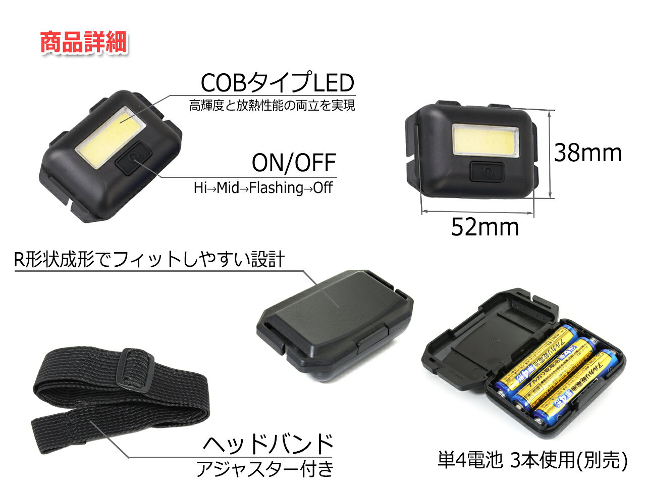 超強烈閃光 COBタイプ LED ヘッドライト コンパクトライト SuperCOB+PWM制御＝128...
